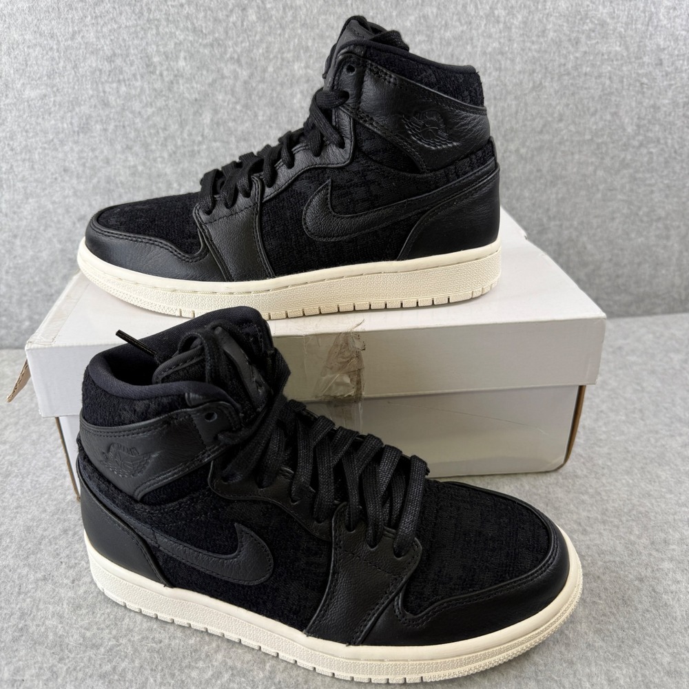 Womens Air Jordan 1 Retro High Premium Black Sneakers AH7389-001 Size‎ 6